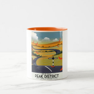 Peak District Road travel poster Two-Tone Coffee Mug