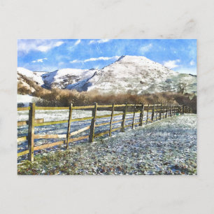 Peak District Snow Watercolor-Style Postcard