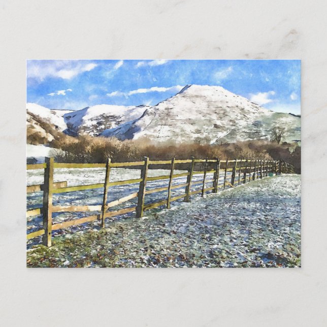 Peak District Snow Watercolor-Style Postcard (Front)