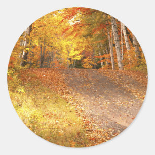 Peak Fall Foliage Season in the U. P. Classic Round Sticker