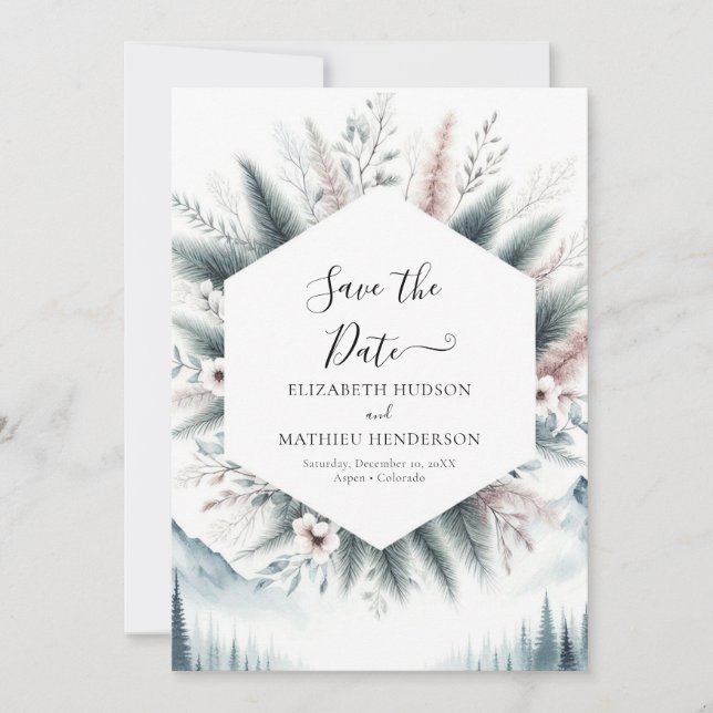 Peak Minimalist Mountain Wedding  Save The Date (Front)