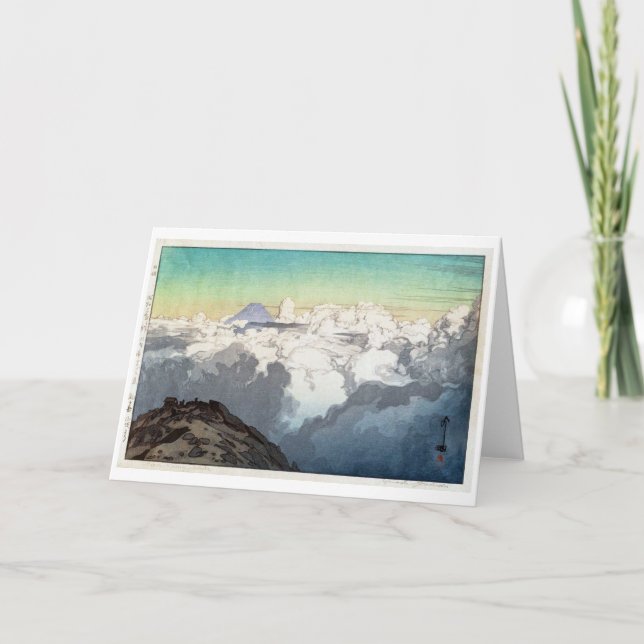 Peak of Komagatake, Hiroshi Yoshida, Woodcut Card (Front)