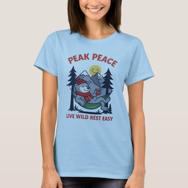 Peak Peace Bear in Hammock Camping  T-Shirt (Front)
