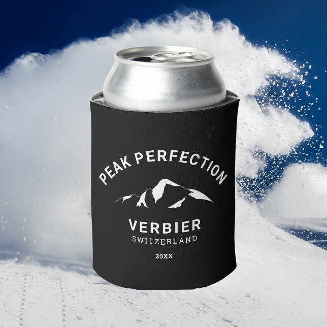 Peak Perfection Winter Ski Snowboard Resort Crest Can Cooler (Creator Uploaded)
