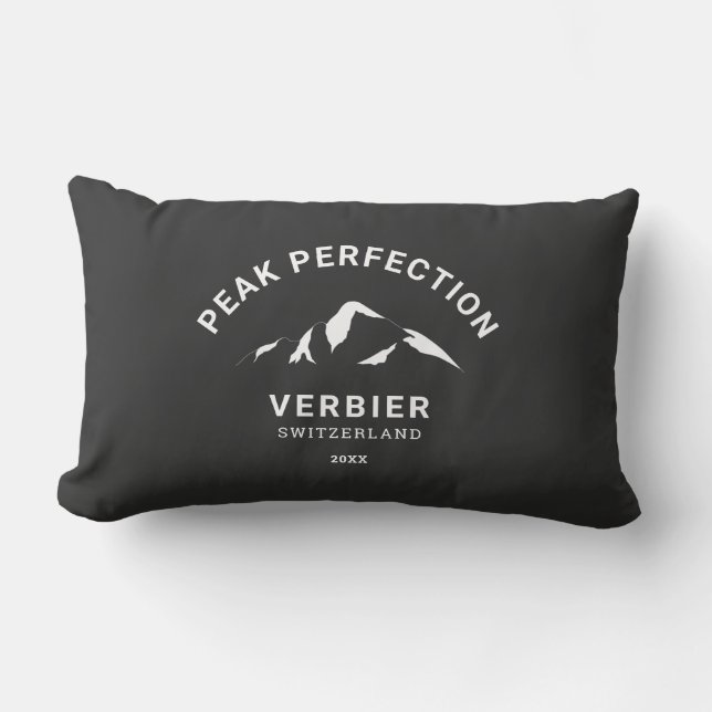 Peak Perfection Winter Ski Snowboard Resort Crest  Lumbar Cushion (Front)
