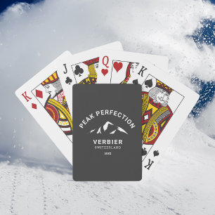 Peak Perfection Winter Ski Snowboard Resort Crest  Playing Cards