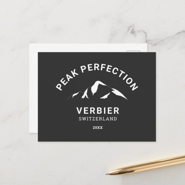 Peak Perfection Winter Sports Resort Crest  Postcard (Front/Back In Situ)