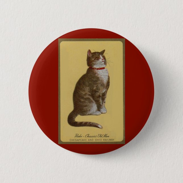 Peake, Chessie’s Old Man tomcat tabby cat 6 Cm Round Badge (Front)