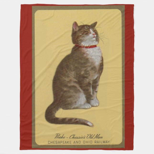Peake, Chessie’s Old Man tomcat tabby cat Fleece Blanket (Front)