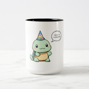 "Peaked In Kindergarten" Funny Turtle Design Two-Tone Coffee Mug