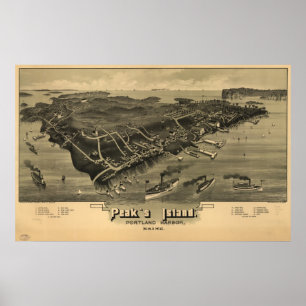 Peak's Island Maine 1886 Antique Panoramic Map Poster