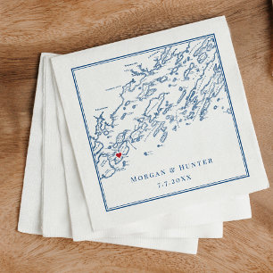 Peaks Island Maine Casco Bay Map Elegant Wedding N Napkin