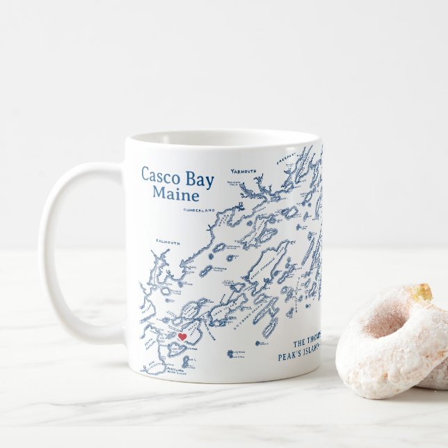 Peaks Island Maine Gift Coffee Mug (With Donut)
