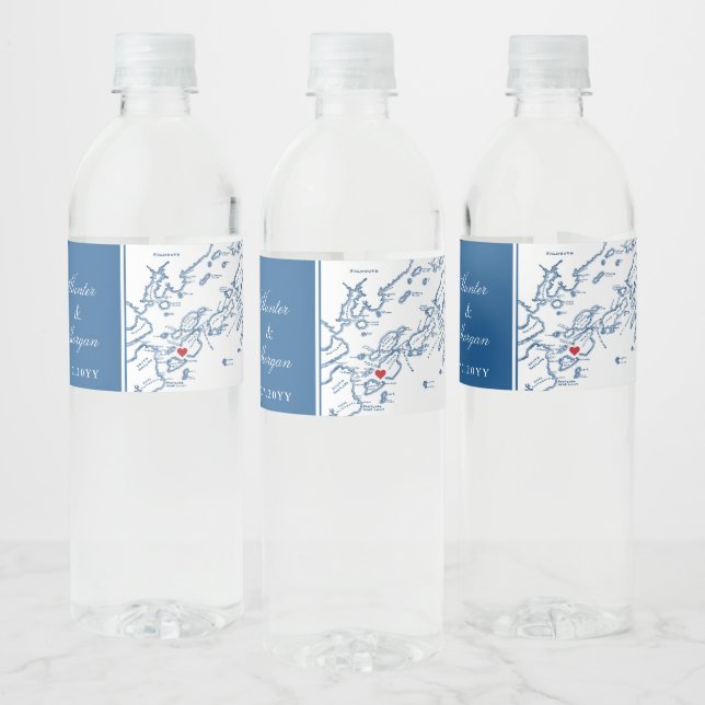 Peaks Island Maine Wedding  Water Bottle Label (Bottles)