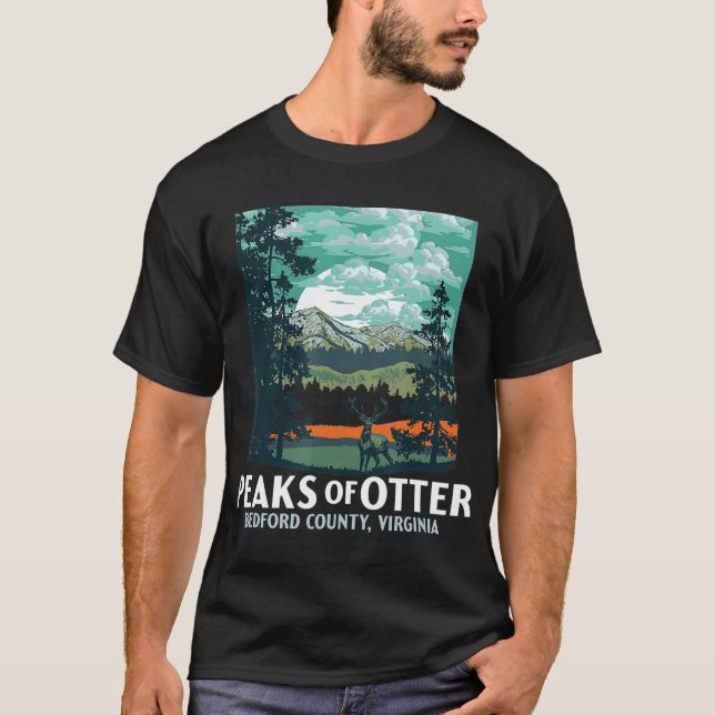 Peaks of Otter Retro Blue Ridge Parkway WPA T-Shirt (Front)