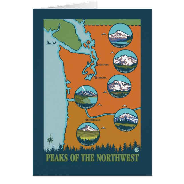 Peaks of the Northwest - 5 Different Mountains (Front)
