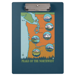 Peaks of the Northwest - 5 Different Mountains Clipboard