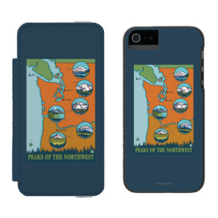 Peaks of the Northwest - 5 Different Mountains Incipio Watson™ iPhone 5 Wallet Case