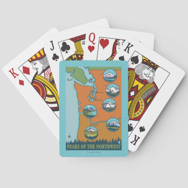 Peaks of the Northwest - 5 Different Mountains Playing Cards (Back)