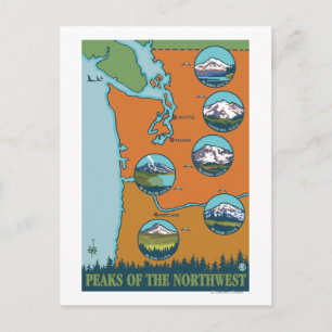 Peaks of the Northwest - 5 Different Mountains Postcard