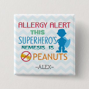 Peanut Allergy Alert Superhero Boy Button