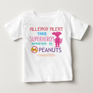 Peanut Allergy Alert Superhero Girls Custom Baby T-Shirt