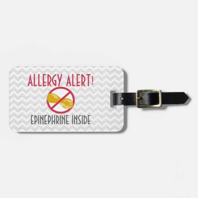 Peanut Allergy Epinephrine Inside Kids Personalise Luggage Tag (Front Horizontal)
