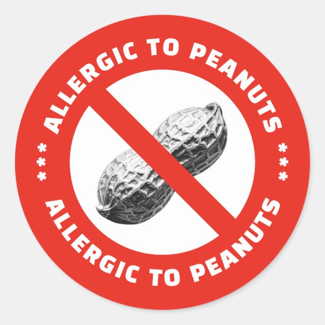 Peanut allergy warning food alert classic round sticker (Front)