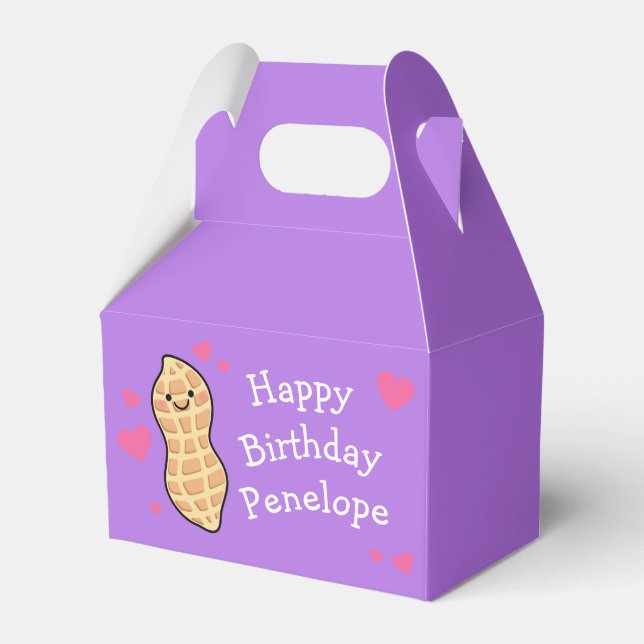 Peanut Birthday Party Cute Kids Cartoon Nut Favour Box (Back Side)