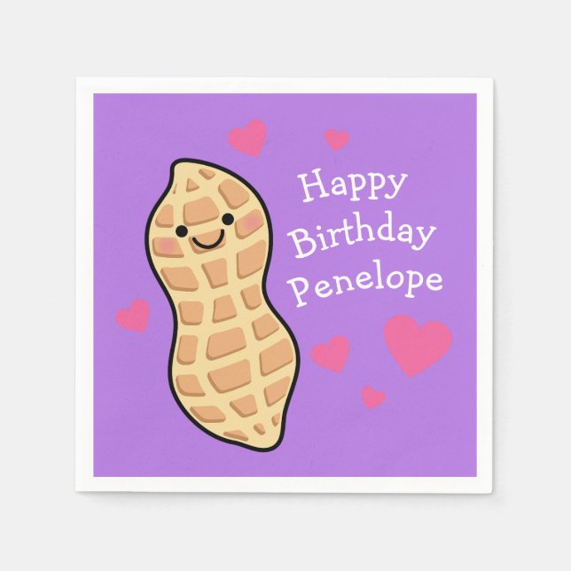 Peanut Birthday Party Cute Kids Cartoon Nut Napkin (Front)