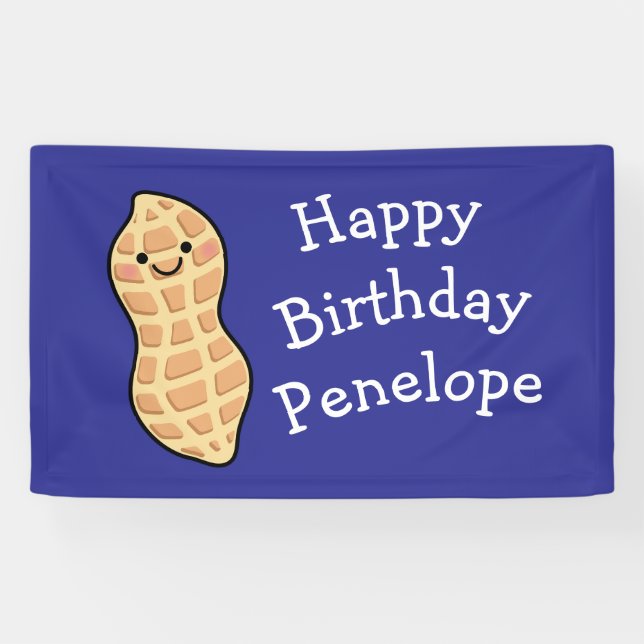 Peanut Birthday Party Kids Cute Nut Cartoon Banner (Horizontal)