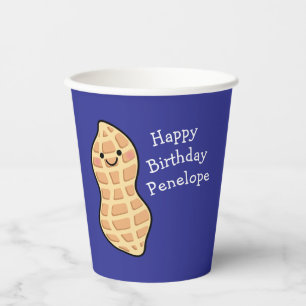 Peanut Birthday Party Kids Cute Nut Cartoon Paper Cups