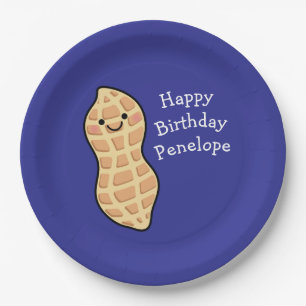 Peanut Birthday Party Kids Cute Nut Cartoon Paper Plate
