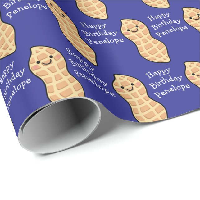 Peanut Birthday Party Kids Cute Nut Cartoon Wrapping Paper (Roll Corner)