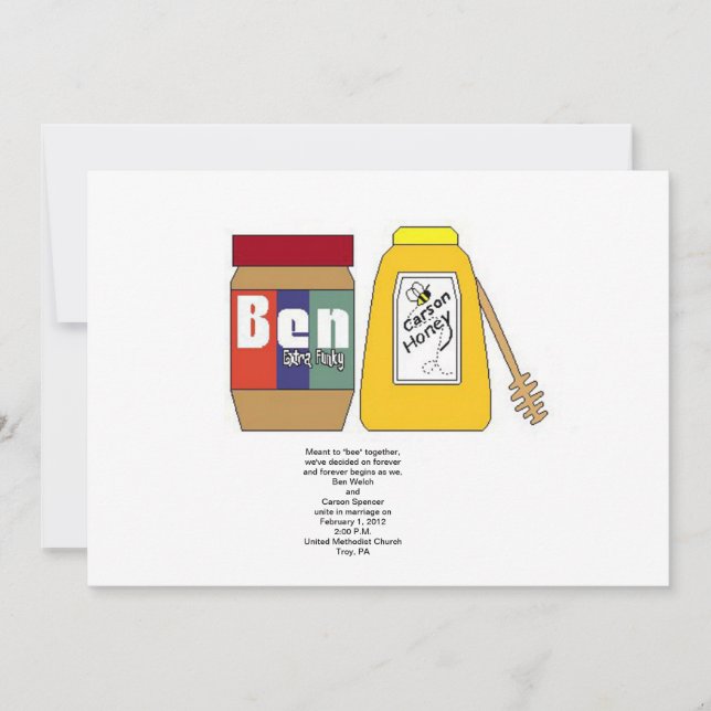 Peanut Butter and Honey Wedding Invitation (Front)
