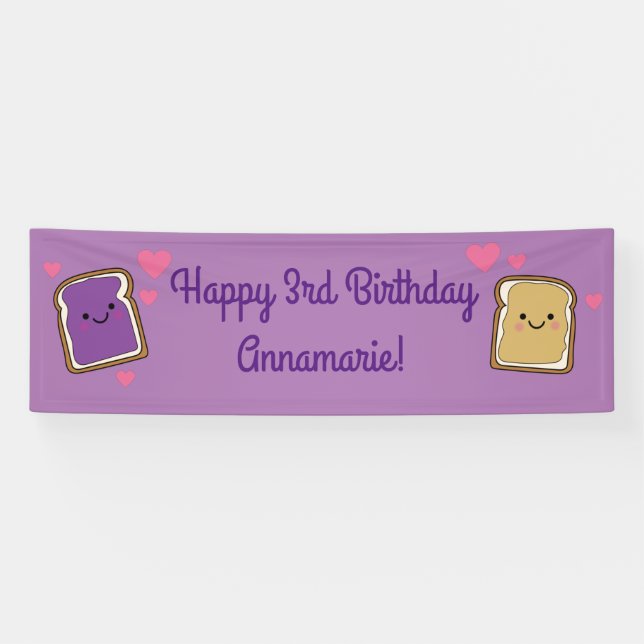 Peanut Butter and Jelly Birthday Party PBJ Banner (Horizontal)
