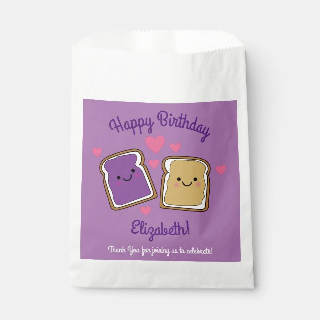 Peanut Butter and Jelly Birthday Party PBJ Favour Bags (Front)