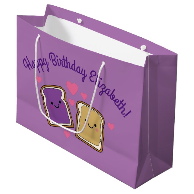Peanut Butter and Jelly Birthday Party PBJ Large Gift Bag (Front Angled)