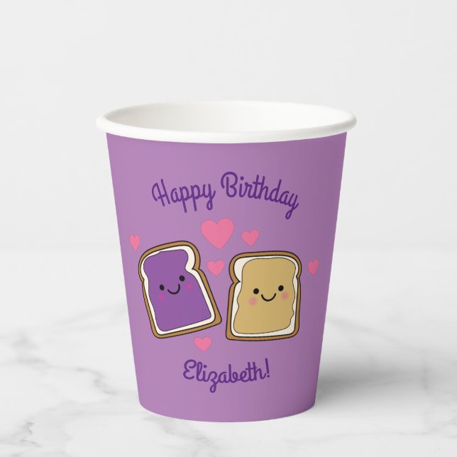 Peanut Butter and Jelly Birthday Party PBJ Paper Cups (Front)