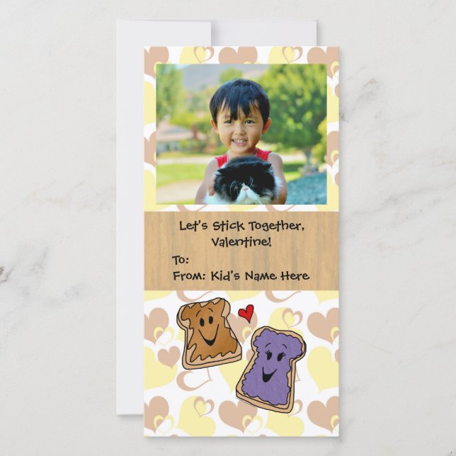 Peanut Butter and Jelly Cute Kid's Valentine Holiday Card (Front)