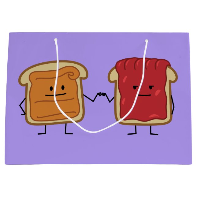 Peanut Butter and Jelly Fist Bump friends toast Large Gift Bag (Front)