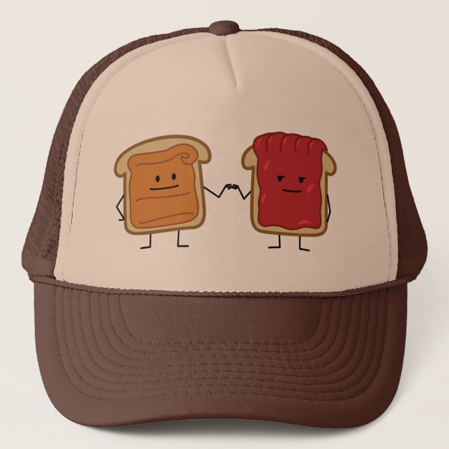 Peanut Butter and Jelly Fist Bump friends toast Trucker Hat (Front)