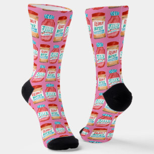 Peanut Butter and Jelly Jars Watercolor Pattern Socks