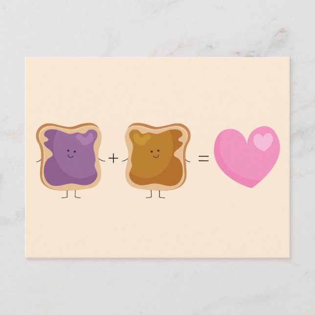 Peanut Butter and Jelly Love Postcards (Front)
