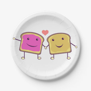 Peanut Butter and Jelly Pals White Paper Plate