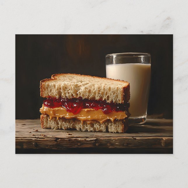 Peanut Butter and Jelly Sandwich Milk Painting Postcard (Front)