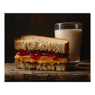 Peanut Butter and Jelly Sandwich Milk Painting Poster