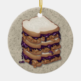 Peanut Butter and Jelly Sandwiches Ceramic Tree Decoration