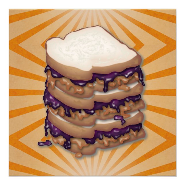 Peanut Butter and Jelly Sandwiches Vector Art Photo Print (Front)