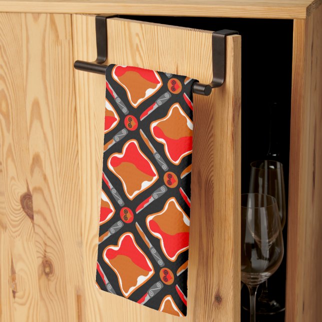 Peanut Butter and Strawberry Jam Seamless Patter Tea Towel (Thirds Fold)